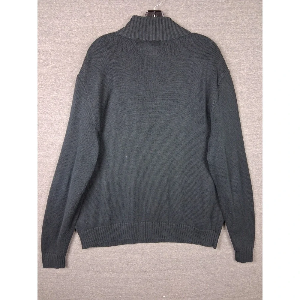 Polo Ralph Lauren Mens‎ Sweater Large Black 1/4 Zip Knit Pullover Vintage 90s